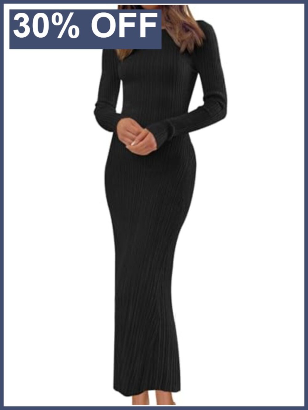 MEROKEETY Long Sleeve Bodycon Maxi Sweater Dress Ribbed Knit Slim Fit
